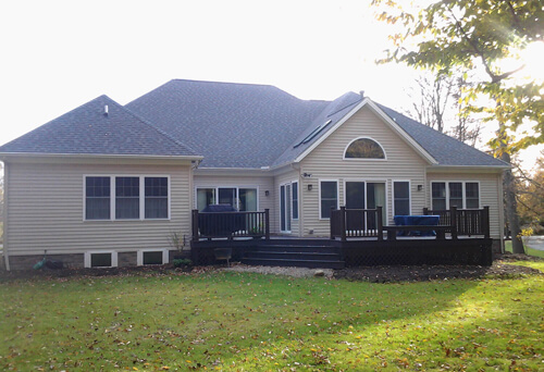 Rear of a classic ranch home