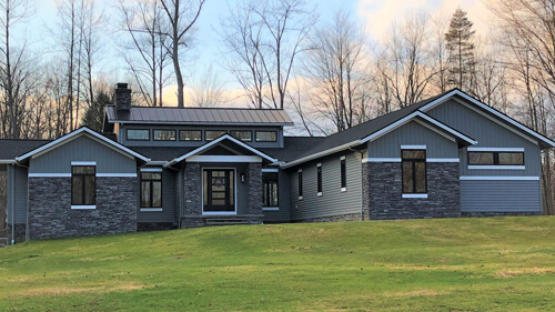 Front of a mid-century modern custom home