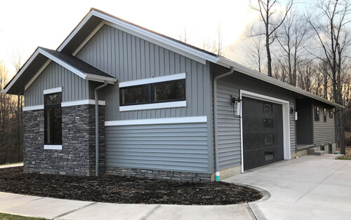 Side of a mid-century modern custom home