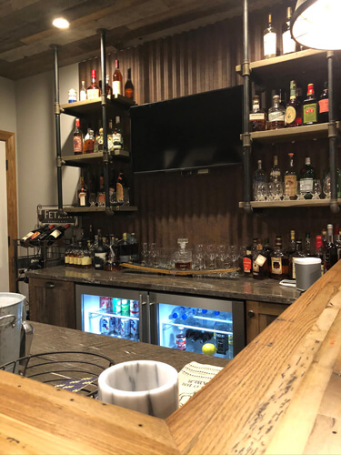 Basement bar shelves