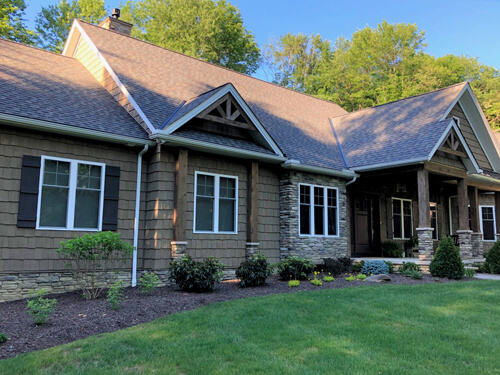 Front flower bed of a modern craftsman home