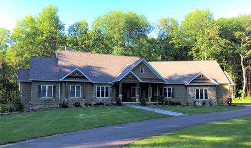 Front of a modern craftsman custom home build