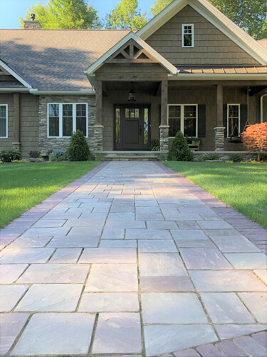 Front yard of a modern craftsman custom home build