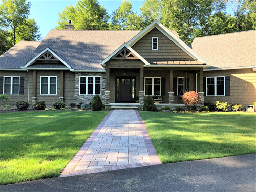 Front yard of a modern craftsman custom home build