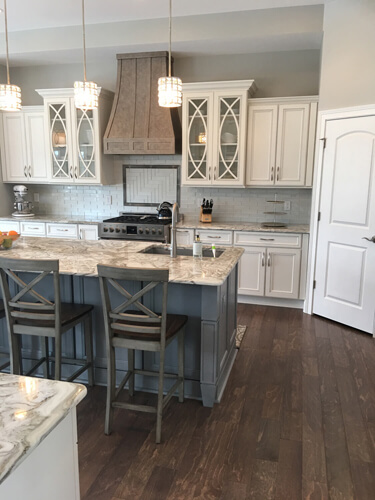 Kitchen cabinets and island