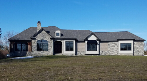 Front yard and view of regent ranch custom home